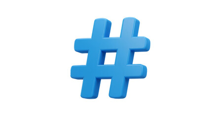 Obraz premium 3d blue hashtag symbol isolated on transparent background