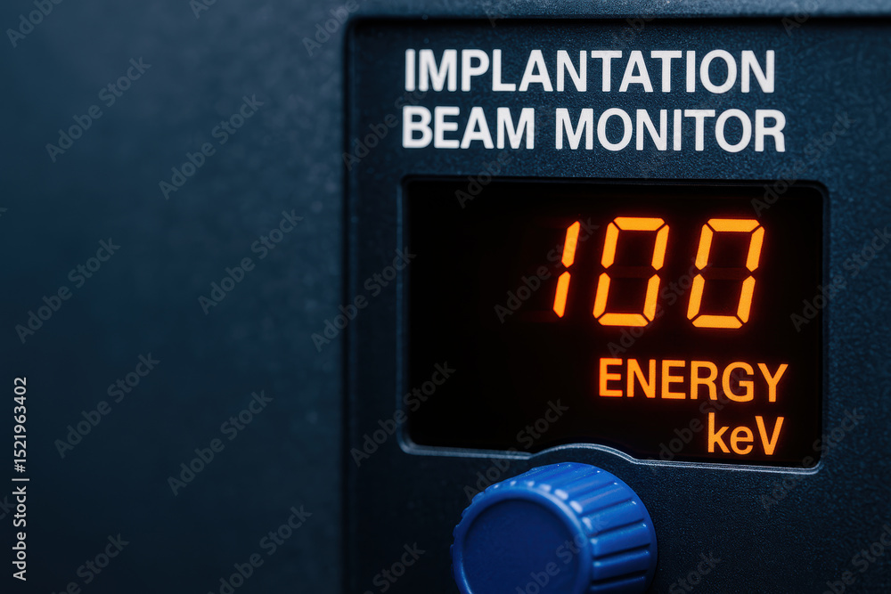 Poster implantation beam monitor with digital display and control knob used in semiconductor industry for p