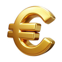 Obraz premium 3d golden euro symbol isolated on transparent background