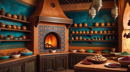 Authentic vintage-style interior of an Eastern Moroccan bakery