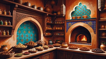Authentic vintage-style interior of an Eastern Moroccan bakery