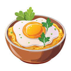 Breakfast Bowl with Eggs - Vector Illustration