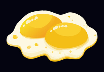 Two Golden Fried Eggs - Vector Illustration