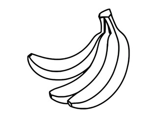 Three Bananas Black Clipart - Simple Outline Fruit Illustration