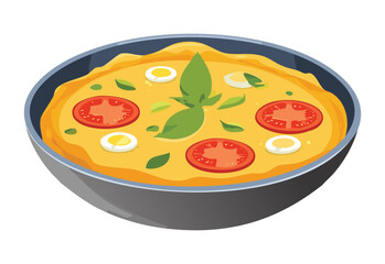 Scrambled Eggs with Tomatoes - Vector Illustration