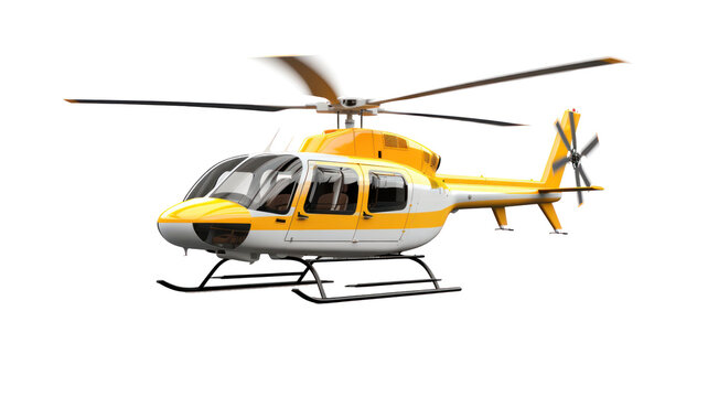  Helicopter in Flight on White Background
