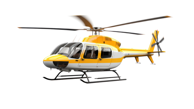  Helicopter in Flight on White Background