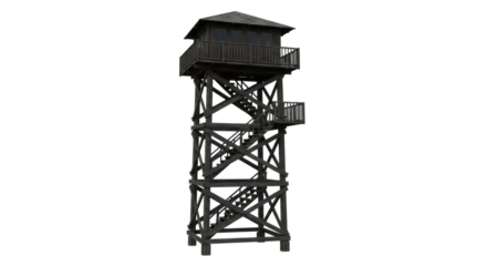 Wooden lookout tower isolated on transparent background