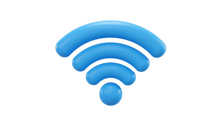 3d blue wifi symbol isolated on transparent background