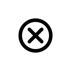 Obraz premium Black circle with X cross mark icon indicating error, cancel, or rejection in user interface design