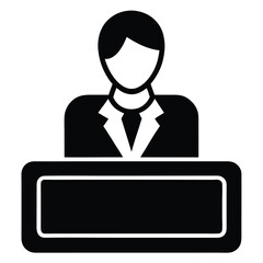 receptionist element isolated business card on white background