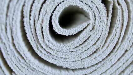 Detailed macro shot of rolled up white fabric or paper rolls close-up view - Powered by Adobe
