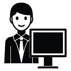 receptionist element isolated computer monitor on white background