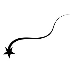 shooting star. Black Shooting Star with Elegant Star Trail. Flying comet with tail, falling meteor, abstract fantasy galaxy element. Vector illustration

