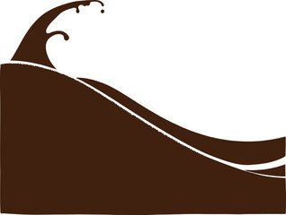 Naklejka premium Chocolate Waves Curling Against Matte Black Sand