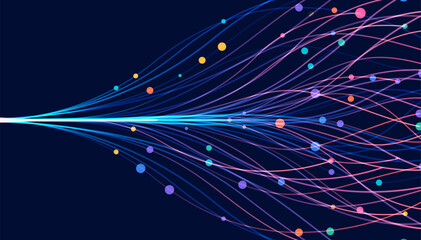 Ai technology. Concept of artificial intelligence. Dots lines. Digital, communication, science, networks
