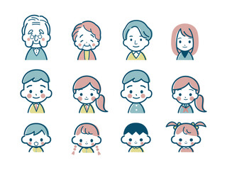 笑顔アイコン集｜家族・男女・子供からお年寄りまで