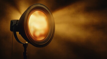 Powerful spotlight illuminates a dramatic backdrop.