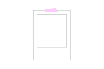 Polaroid Frame with Tape on white background
