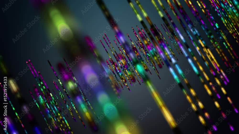 Aufkleber futuristic video animation with glowing stripe objects in slow motion, 4096x2304 loop 4k