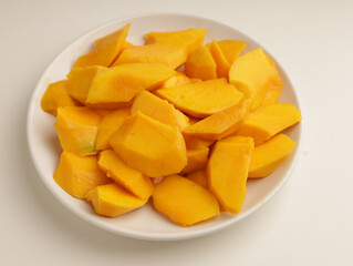 Sliced mango on a plate