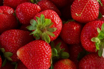 Close up of ripe red strawberries