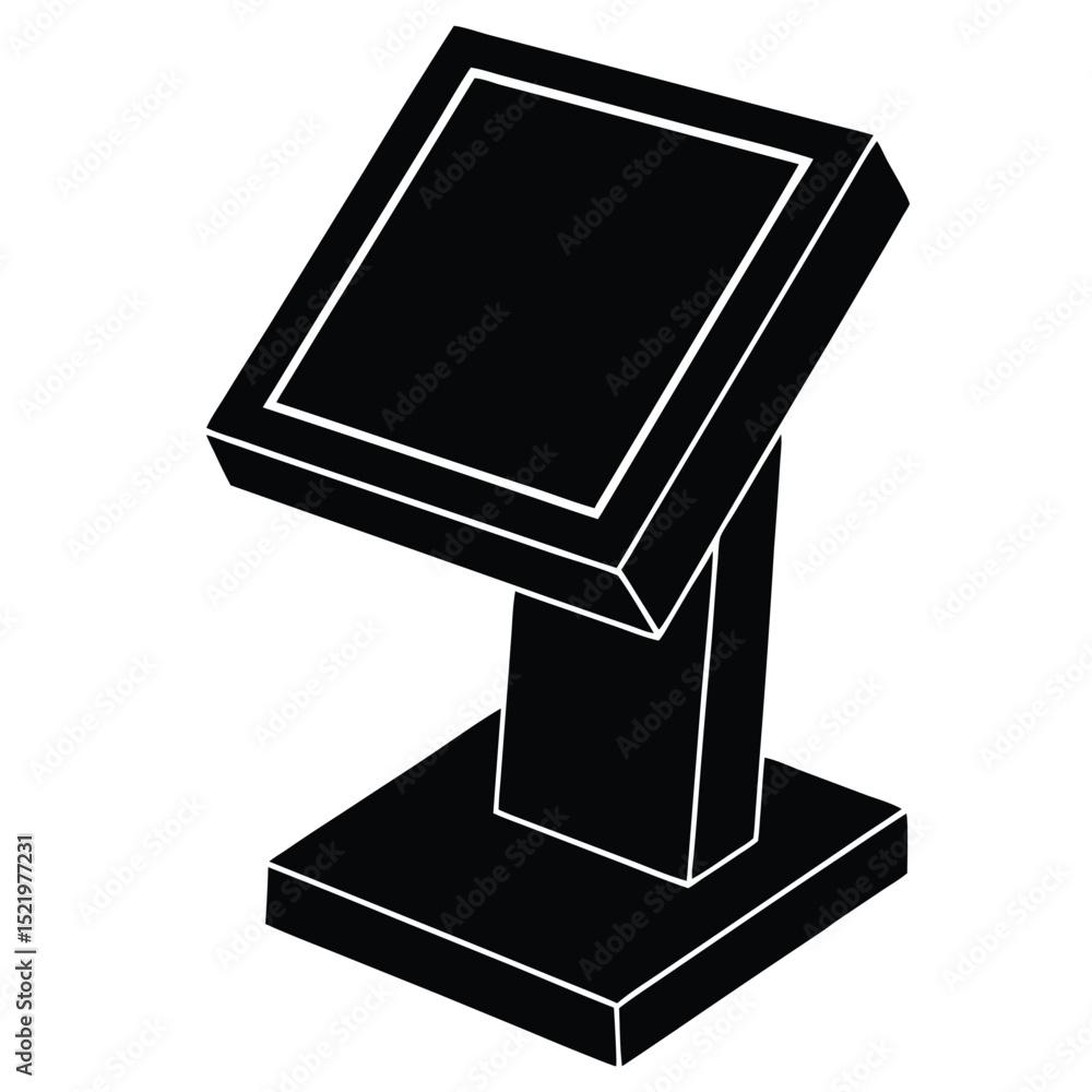 Poster receptionist element isolated touchscreen panel on white background