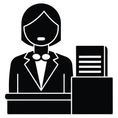 receptionist element isolated visitor guide on white background