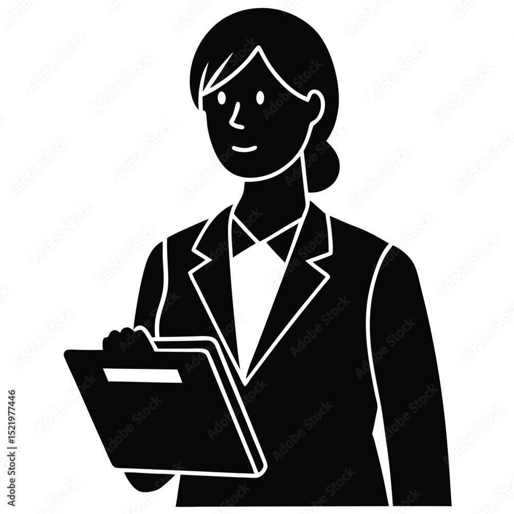 Poster receptionist element isolated visitor logbook on white background