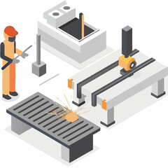 isometric view of a factory with columns