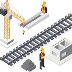 construction workers with building blocks