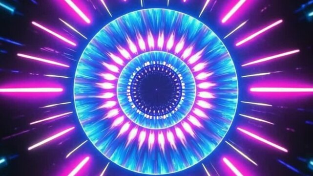 Abstract futuristic hexagonal grid pattern with radial design and vibrant blue-red illumination &ndash; 3D render digital artwork with photorealistic sci-fi tech aesthetic &ndash; video download