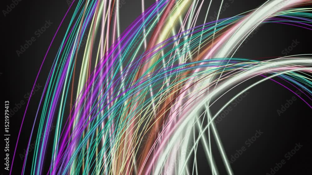 Poster fantastic video animation with stripe wave object in slow motion, 4096x2304 loop 4k