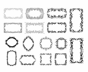 Neo tribal fire frames. perfect for tattoo flash sheets, band merchandise, dark apparel print, sticker design, or mystical gothic decoration. clean vector set on white background