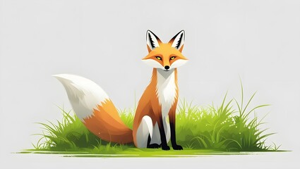 Minimalist Calm Fox Sitting Illustration