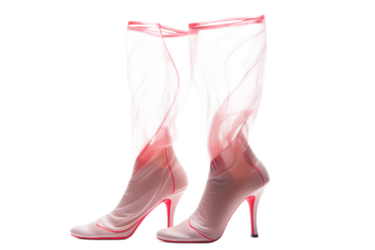Elegant Pink Sheer High Heels Fashion red art girl