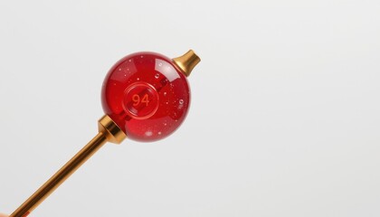 a festive red and gold cocktail stirrer, isolated on white, 8k macro photo, sharp focus negative prompt: watermark, text, logo, writing, blur, shadows, color spill, background noise, labels