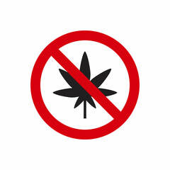 No marijuana allowed sign with red prohibition circle, Prohibited drugs template