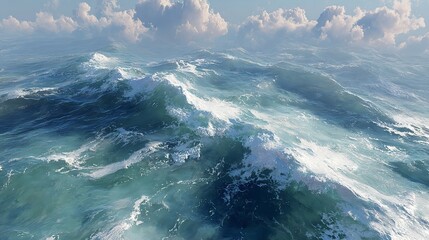 Tide wave on the rocky beach.
