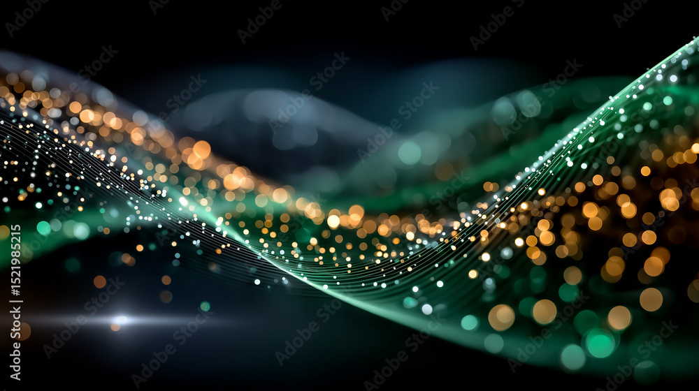Poster abstract teal and gold energy flow: an abstract image depicting a mesmerizing flow of teal and gold 