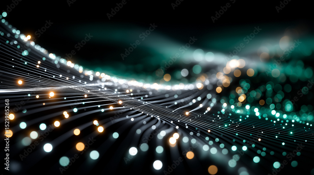 Poster digital flow: a mesmerizing display of interconnected light trails, evoking the seamless flow of dat
