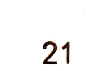 Fiery Number Twenty One Dark Background hot red