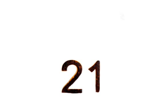 Fiery Number Twenty One Dark Background hot red   