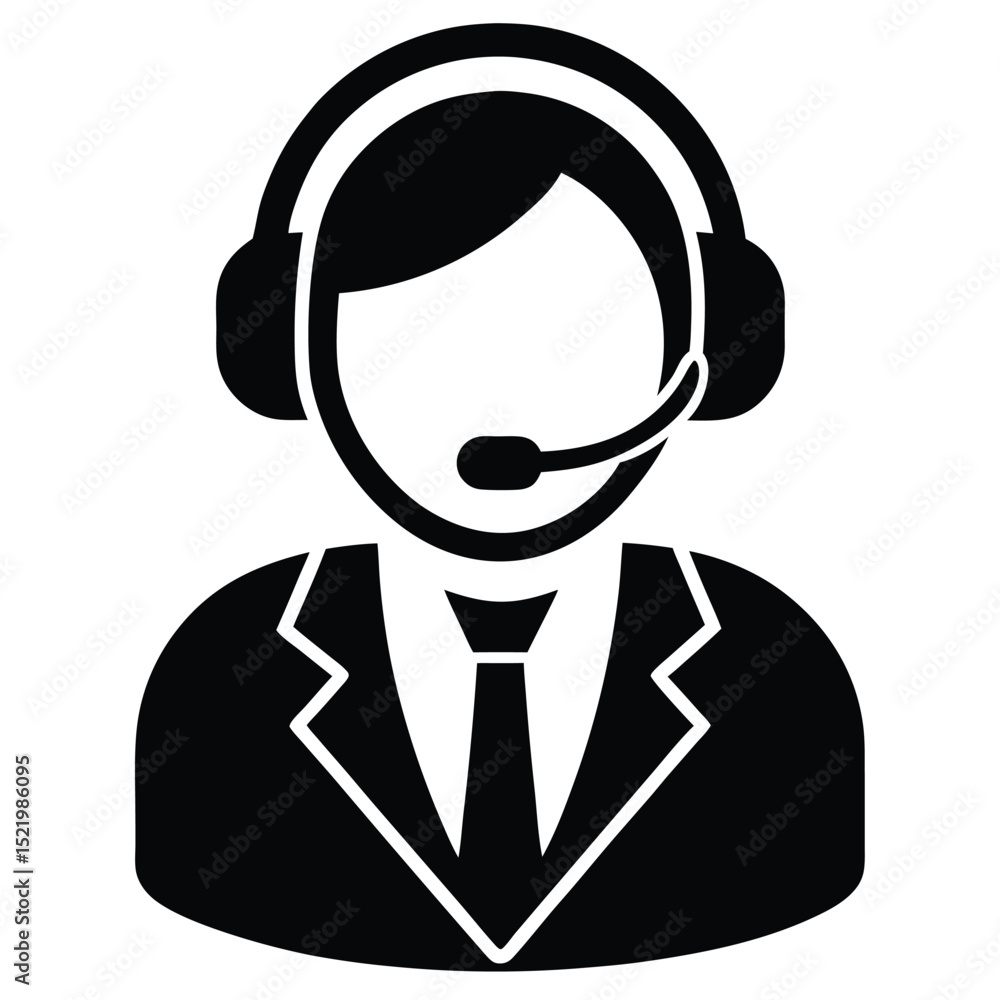 Poster call center agent element isolated call forwarding icon on white background