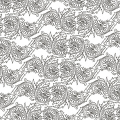 Seamless pattern with hand drawn floral ornament. Vector illustration
