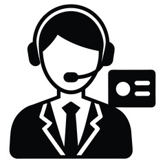 Call center agent element isolated closed ticket icon on white background