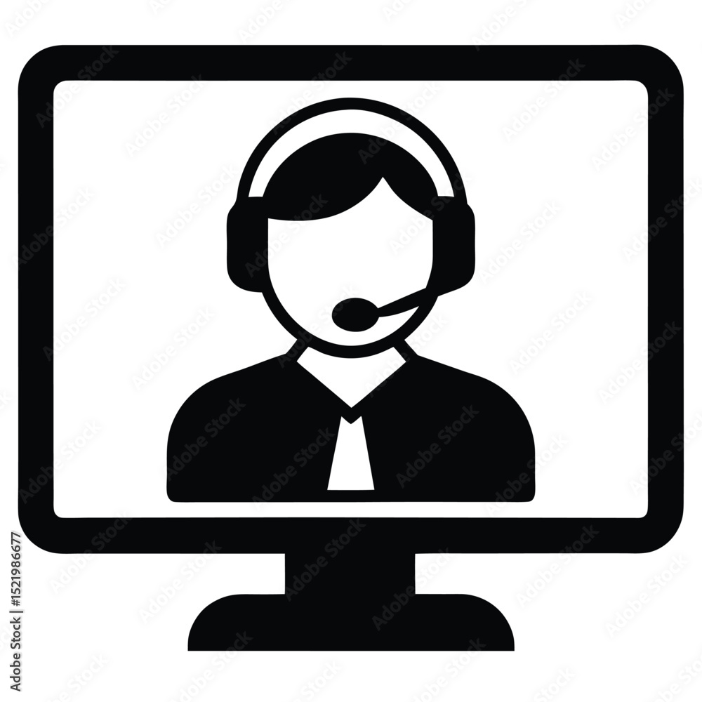 Poster call center agent element isolated computer on white backgroound