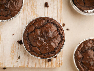 Chocolate cake or cookie on white background