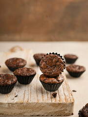 Chocolate cake or cookie on white background