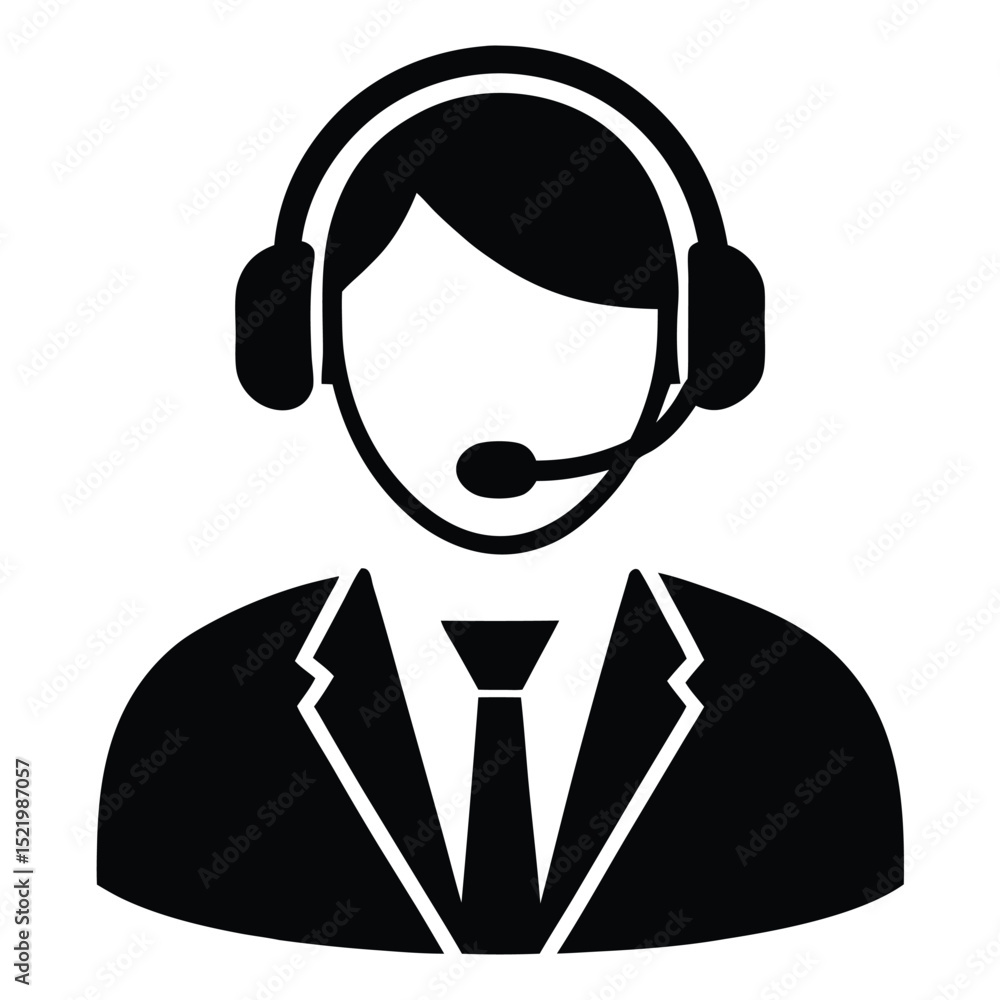 Poster call center agent element isolated customer satisfaction icon on white background